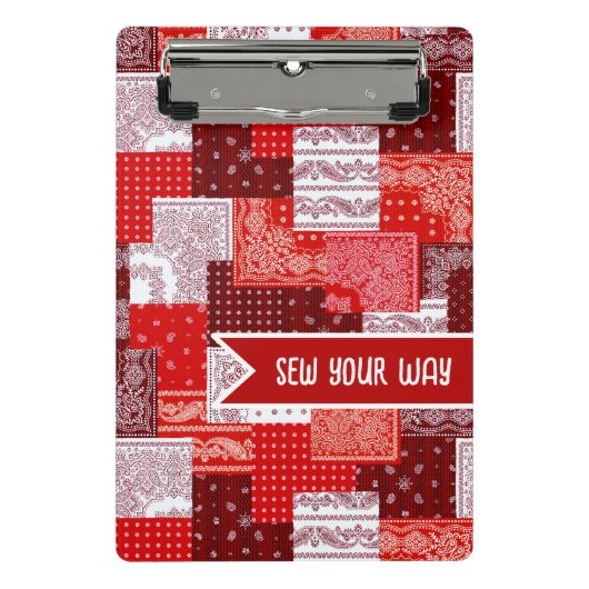Benutzerdefinierter Näh-Patchwork-Bandana-Quilt-Mu Mini Klemmbrett (Vorderseite)