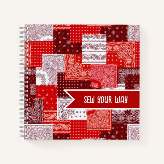Benutzerdefinierter Näh-Patchwork-Bandana-Quilt-Mu Notizblock (Vorderseite)