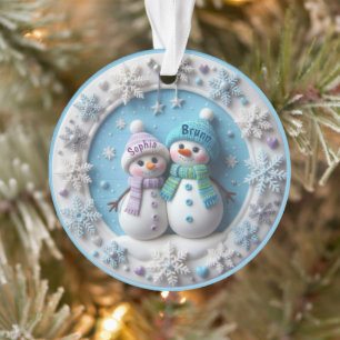 Benutzerdefinierter Name 2D Schneemann-Paar-Schmuc Ornament