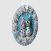 Benutzerdefinierter Name 2D Schneemann-Paar-Schmuc Ornament (Vorderseite)