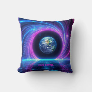 Benutzerdefinierter Name 80er Retro-Neon-Planet-Po Kissen