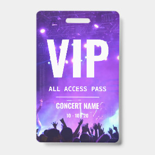 Benutzerdefinierter Name All Access Pass Konzert Ausweis