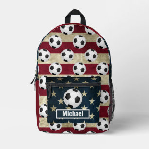 Benutzerdefinierter Name Amerikanische Flagge Fußb Bedruckter Rucksack