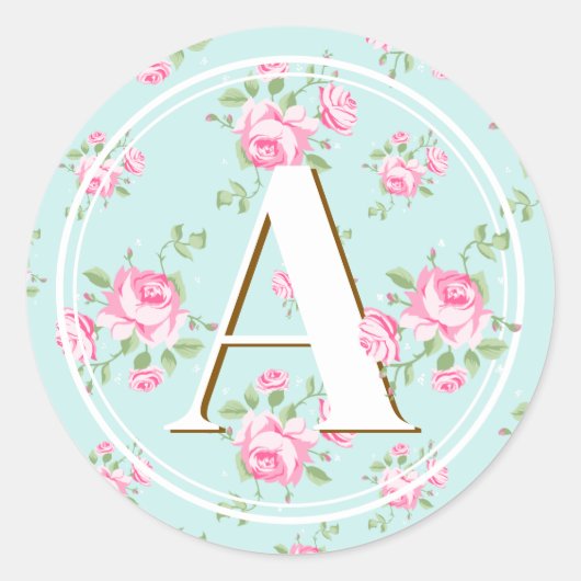 Benutzerdefinierter Name Anfangsbuchstabe Klassisc Runder Aufkleber (Vorderseite)