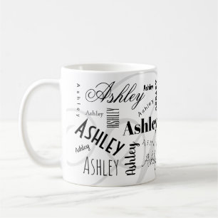 Benutzerdefinierter Name Ashlley schwarze weiße Ka Kaffeetasse