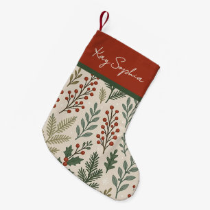 Benutzerdefinierter Name auf botanischem Stechpalm Kleiner Weihnachtsstrumpf