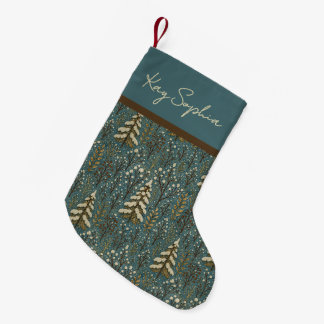 Benutzerdefinierter Name auf Muster mit schneebede Kleiner Weihnachtsstrumpf