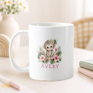 Benutzerdefinierter Name Baby Affe Safari Dschunge Kaffeetasse