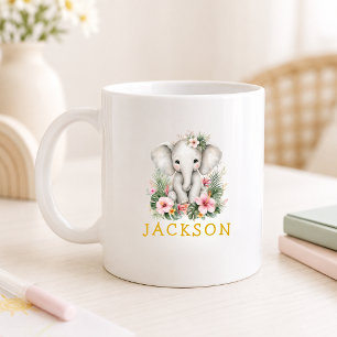 Benutzerdefinierter Name Baby Elefant Safari Dschu Kaffeetasse