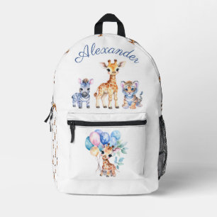 Benutzerdefinierter Name Baby Zebra Giraffe und Ti Bedruckter Rucksack