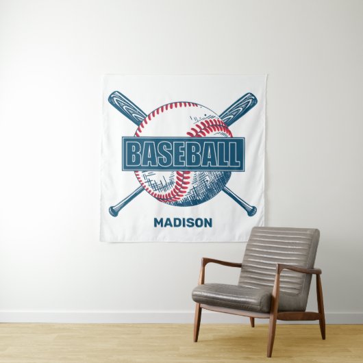 Benutzerdefinierter Name Baseball Wandteppich (Beispiel)