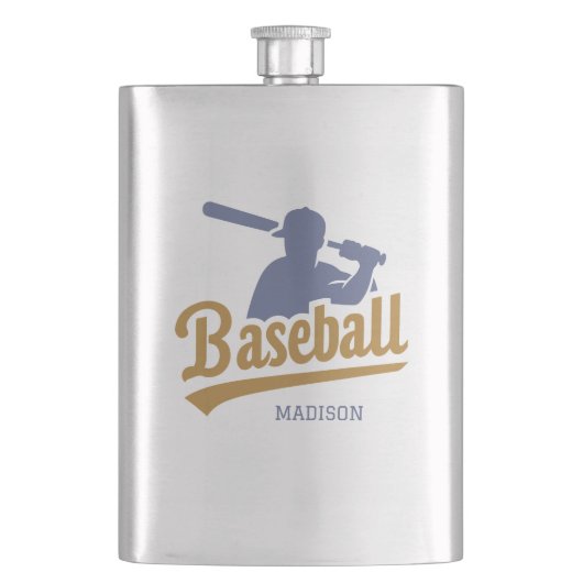 Benutzerdefinierter Name Baseballspieler Flachmann (Vorderseite)