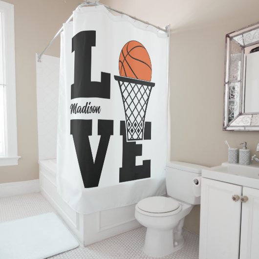 Benutzerdefinierter Name Basketballliebe Duschvorhang (Beispiel)