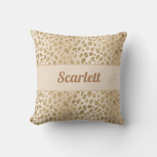 Benutzerdefinierter Name Beige und Gold Glitter Le Kissen