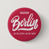 Benutzerdefinierter Name Berlin Deutschland Koordi Button (Vorderseite)