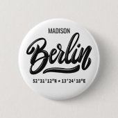 Benutzerdefinierter Name Berlin Deutschland Koordi Button (Vorderseite)