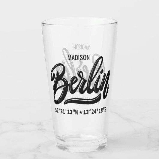 Benutzerdefinierter Name Berlin Deutschland Koordi Glas (Rückseite)