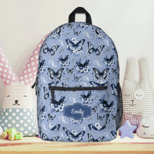 Benutzerdefinierter Name Blauer Schmetterling Ruck Bedruckter Rucksack