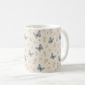 Benutzerdefinierter Name Blauer Schmetterling Schl Kaffeetasse (VorderseiteRechts)