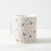 Benutzerdefinierter Name Blauer Schmetterling Schl Kaffeetasse (Vorderseite Links)