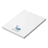 Benutzerdefinierter Name Blauwal Nautical Stripe Notizblock (Rotiert)