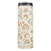 Benutzerdefinierter Name Boho Regenbogen & Botanis Thermosbecher (Rückseite)
