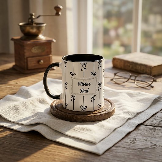 Benutzerdefinierter Name Bow Stripe Becher Geschen Tasse
