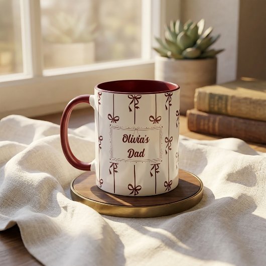 Benutzerdefinierter Name Bow Stripe Becher Geschen Tasse