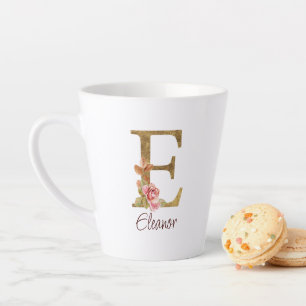 Benutzerdefinierter Name Buchstabe E Goldfolie Blu Milchtasse