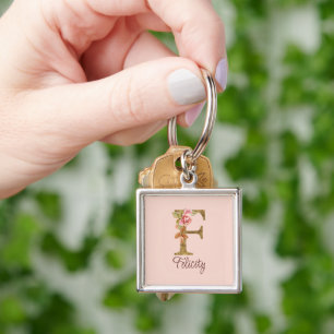 Benutzerdefinierter Name Buchstabe F Goldfolie Bla Schlüsselanhänger