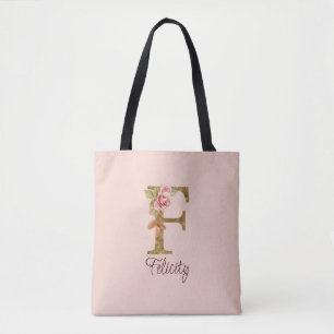 Benutzerdefinierter Name Buchstabe F Goldfolie Ros Tasche