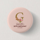 Benutzerdefinierter Name Buchstabe G Gold Rosa Ros Button (Vorderseite)