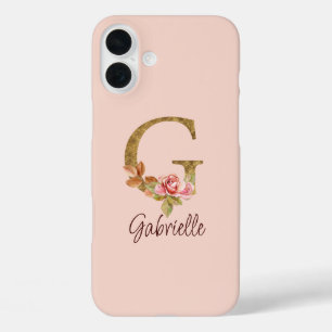Benutzerdefinierter Name Buchstabe G Goldfolie Ros iPhone 16 Plus Hülle