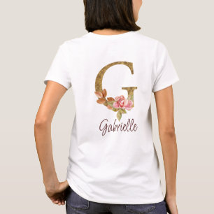 Benutzerdefinierter Name Buchstabe G Goldfolie Ros T-Shirt