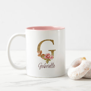 Benutzerdefinierter Name Buchstabe G Goldfolie Ros Zweifarbige Tasse