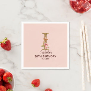 Benutzerdefinierter Name Buchstabe I Gold Blush Ro Serviette