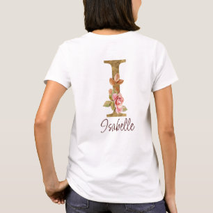 Benutzerdefinierter Name Buchstabe I Goldfolie Bla T-Shirt