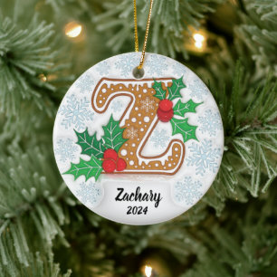 Benutzerdefinierter Name Buchstabe Z Monogramm Wei Keramik Ornament