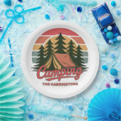 Benutzerdefinierter Name Camping Pappteller (Party)