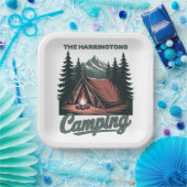Benutzerdefinierter Name Camping Pappteller (Party)