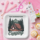 Benutzerdefinierter Name Camping Pappteller (Party)