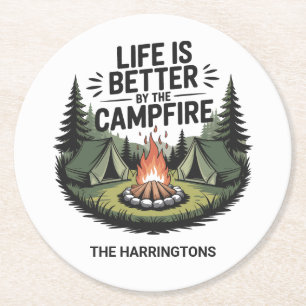Benutzerdefinierter Name Camping Runder Pappuntersetzer
