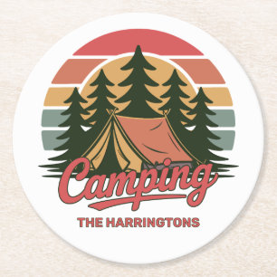 Benutzerdefinierter Name Camping Runder Pappuntersetzer