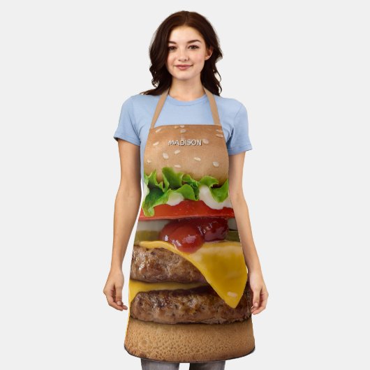 Benutzerdefinierter Name Cheeseburger Schürze (Getragen)