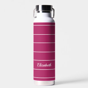 Benutzerdefinierter Name Chic Rosa Weiß Gestreift Trinkflasche