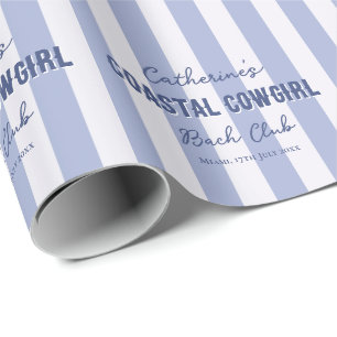 Benutzerdefinierter Name Coastal Cowgirl  Blau Wei Geschenkpapier