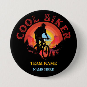 Benutzerdefinierter Name Cool Biker Biking Team Button