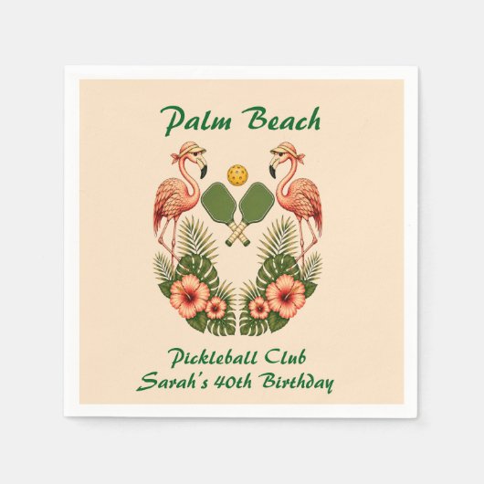 Benutzerdefinierter Name Creme Palm Beach Pickleba Serviette (Vorderseite)