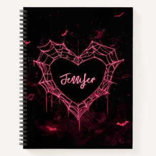 Benutzerdefinierter Name Cute Gothic Rosa Herz Spi Notizblock