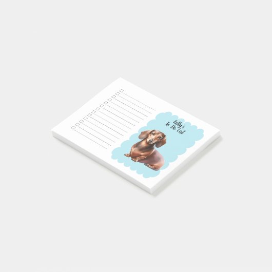 Benutzerdefinierter Name Dachshund Wasserfarbe Auf Post-it Klebezettel (angewinkelt)